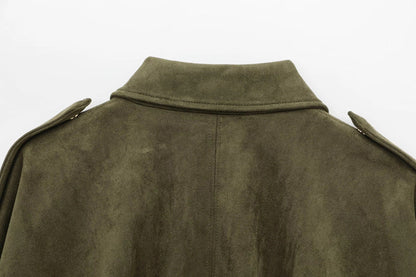 Women's Oversized Suede Bomber Jacket
