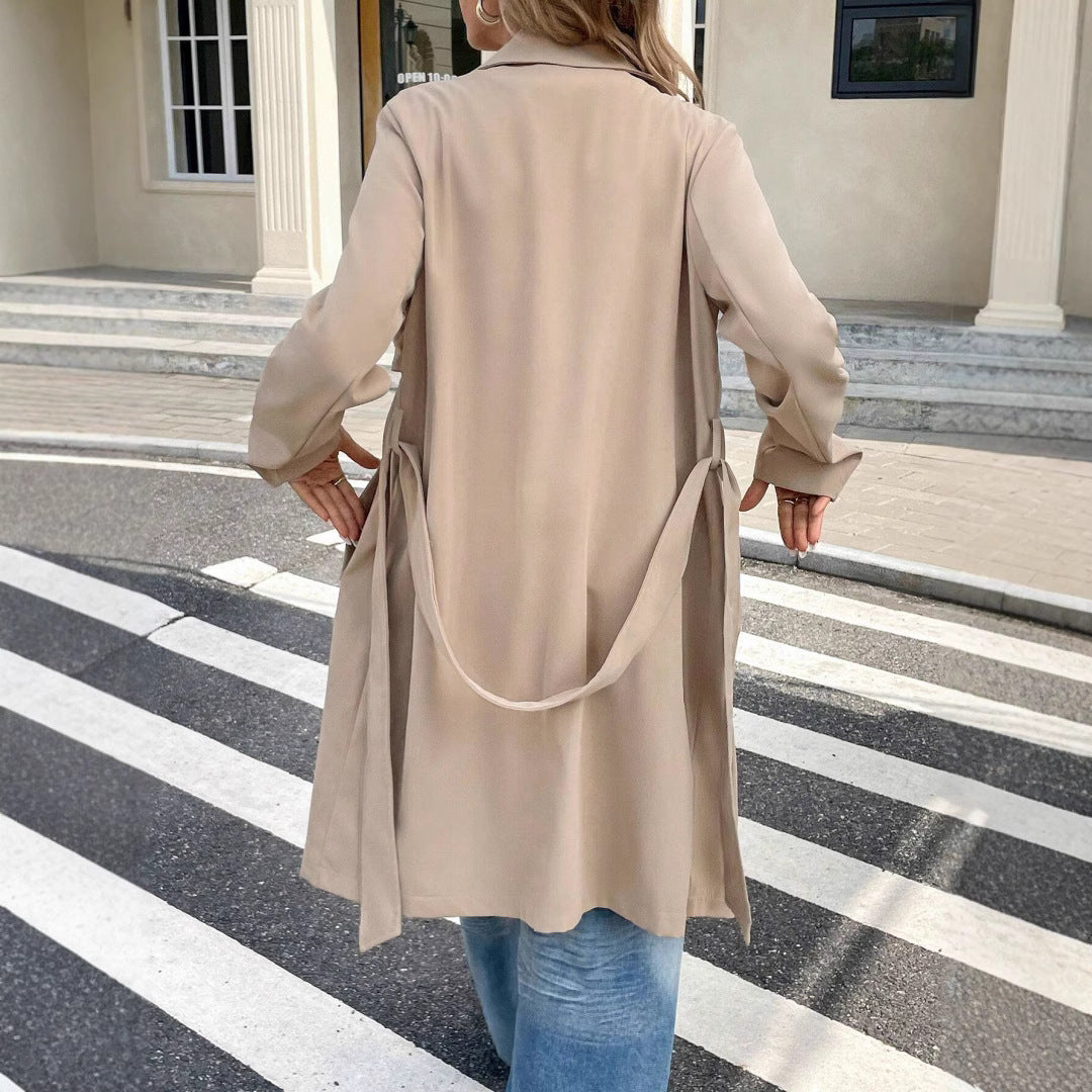 Women's Khaki Double Breasted Trench Coat