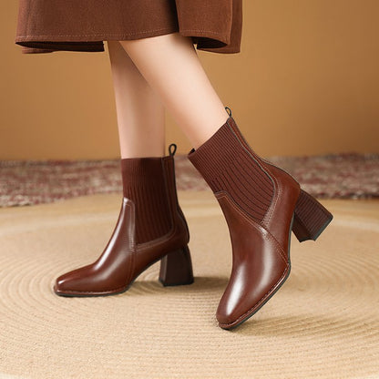 Women's Knit Panel Pointed Toe Chelsea Boots