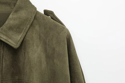 Women's Oversized Suede Bomber Jacket