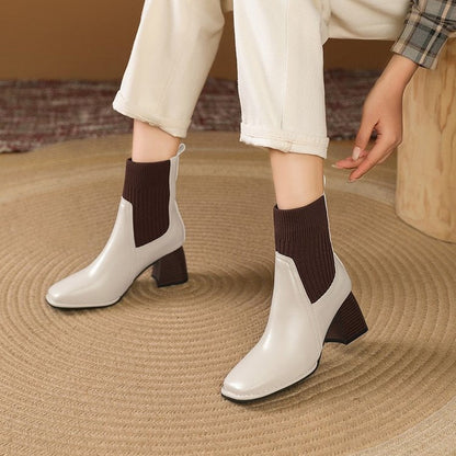 Women's Knit Panel Pointed Toe Chelsea Boots