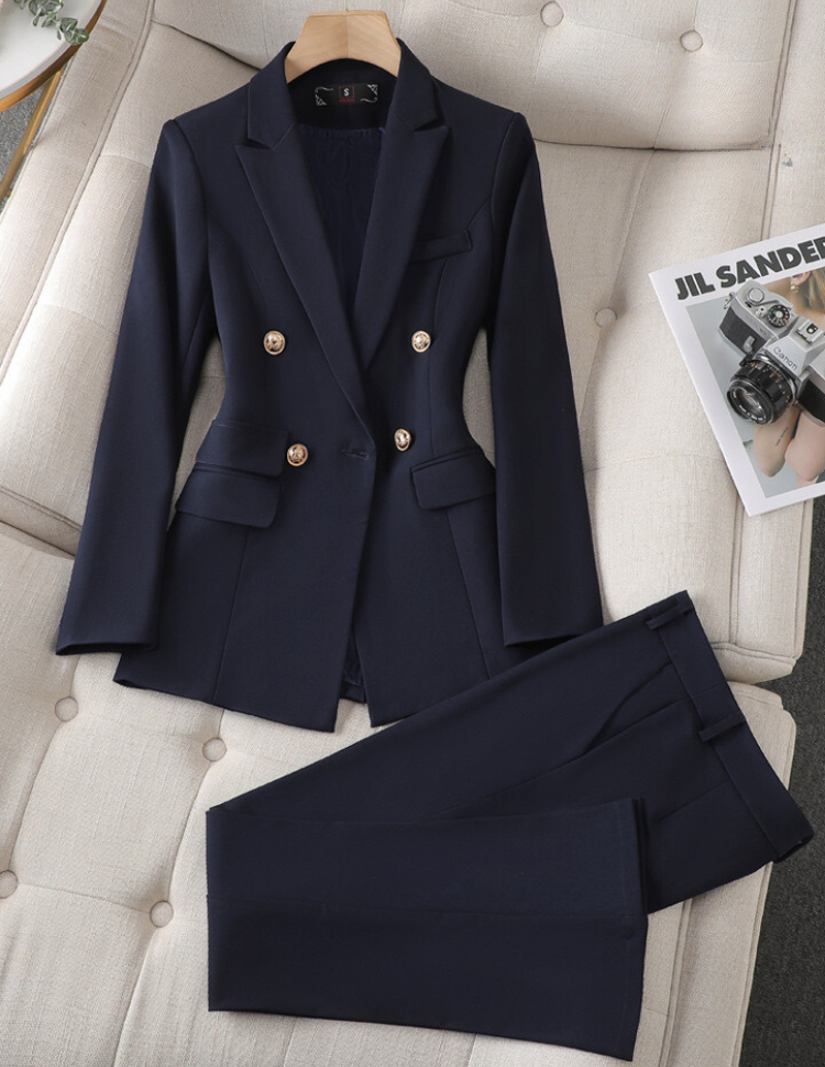 Women's Double Breasted Gold Button Blazer