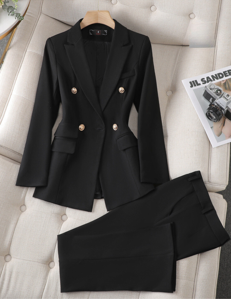 Women's Double Breasted Gold Button Blazer