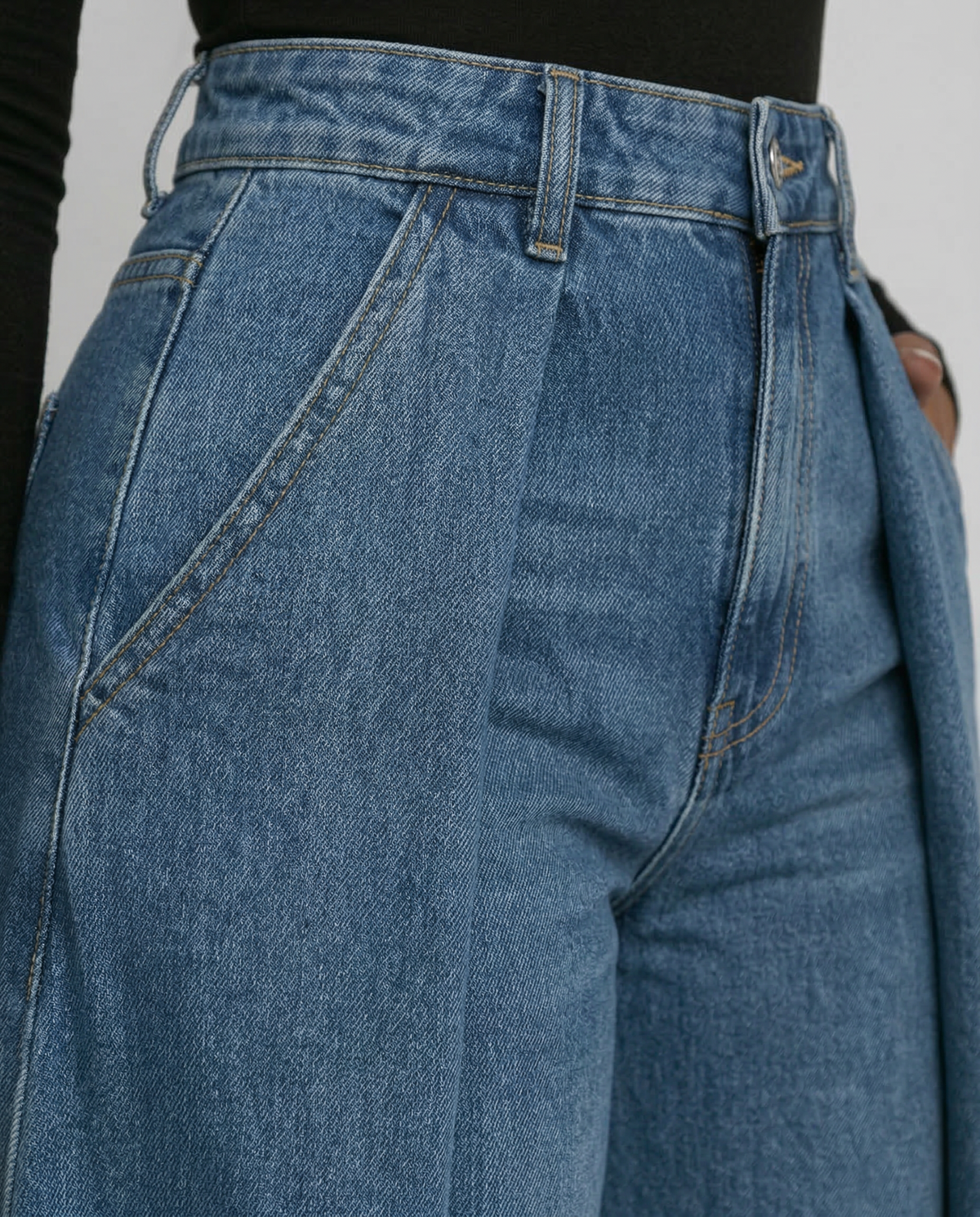 Stylish Blue Wide Leg Jeans for Women with High Waisted Palazzo Draped Denim Easy Style