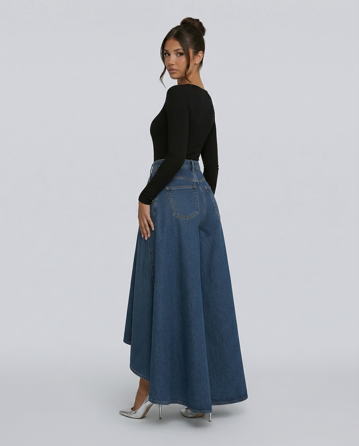 Stylish Blue Wide Leg Jeans for Women with High Waisted Palazzo Draped Denim Easy Style