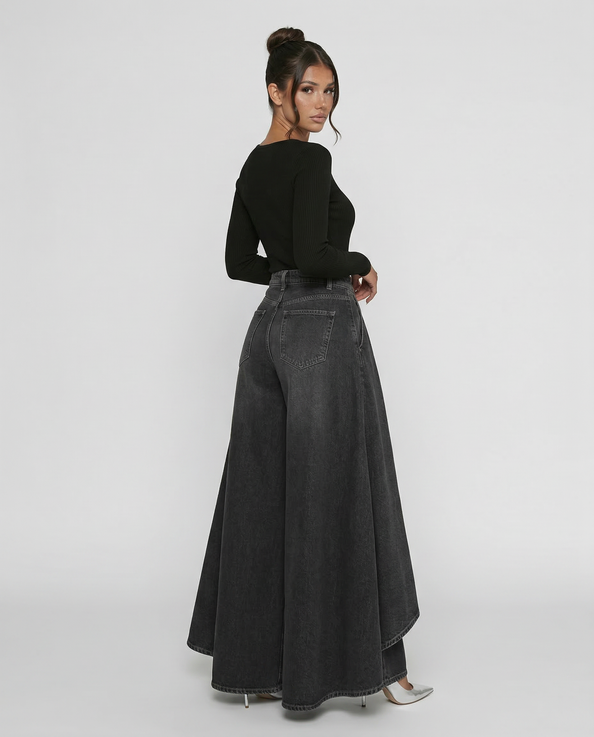 Stylish Blue Wide Leg Jeans for Women with High Waisted Palazzo Draped Denim Easy Style