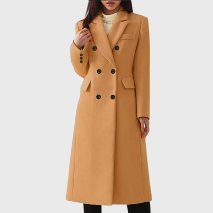 Women's Double Breasted Notch Lapel Wool Coat