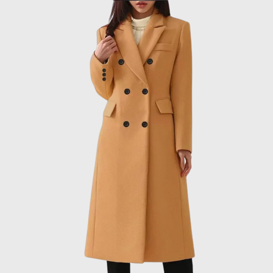 Women's Double Breasted Notch Lapel Wool Coat