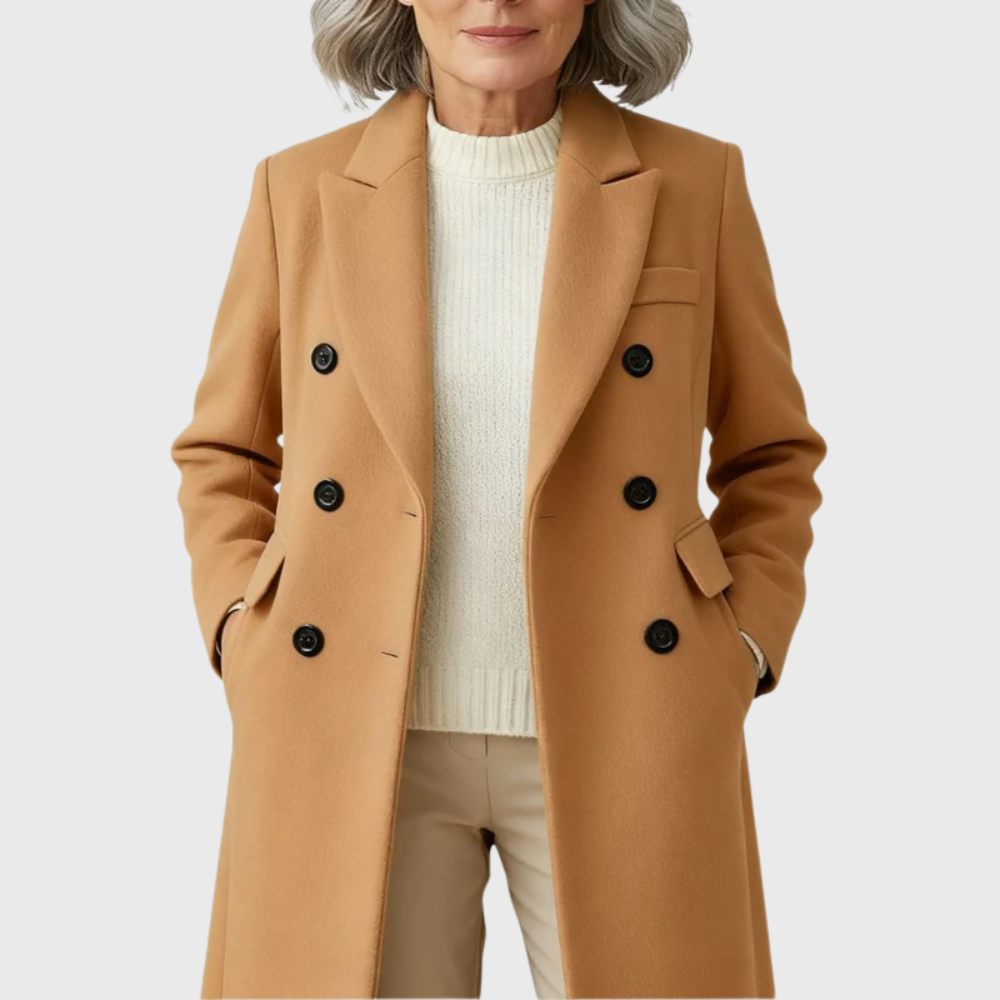 Women's Double Breasted Notch Lapel Wool Coat