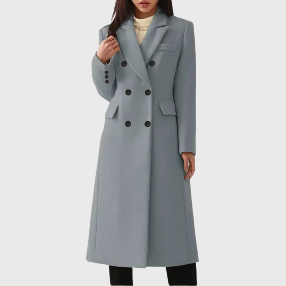 Women's Double Breasted Notch Lapel Wool Coat