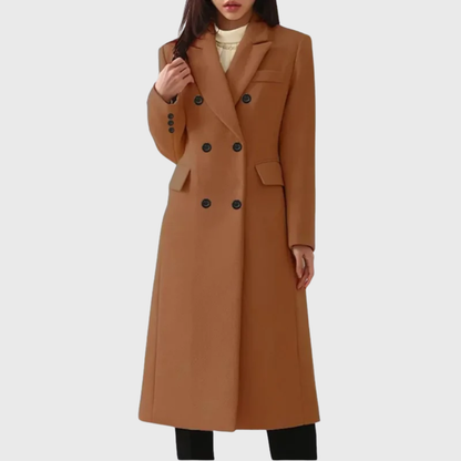 Women's Double Breasted Notch Lapel Wool Coat