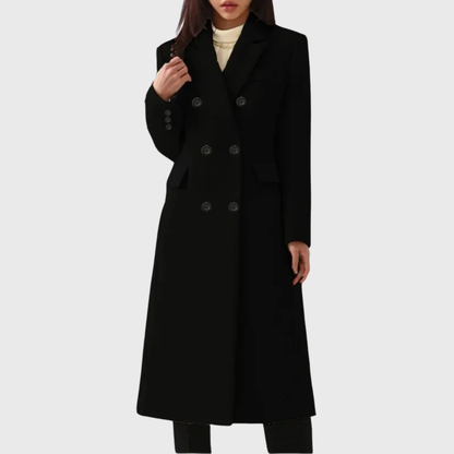 Women's Double Breasted Notch Lapel Wool Coat
