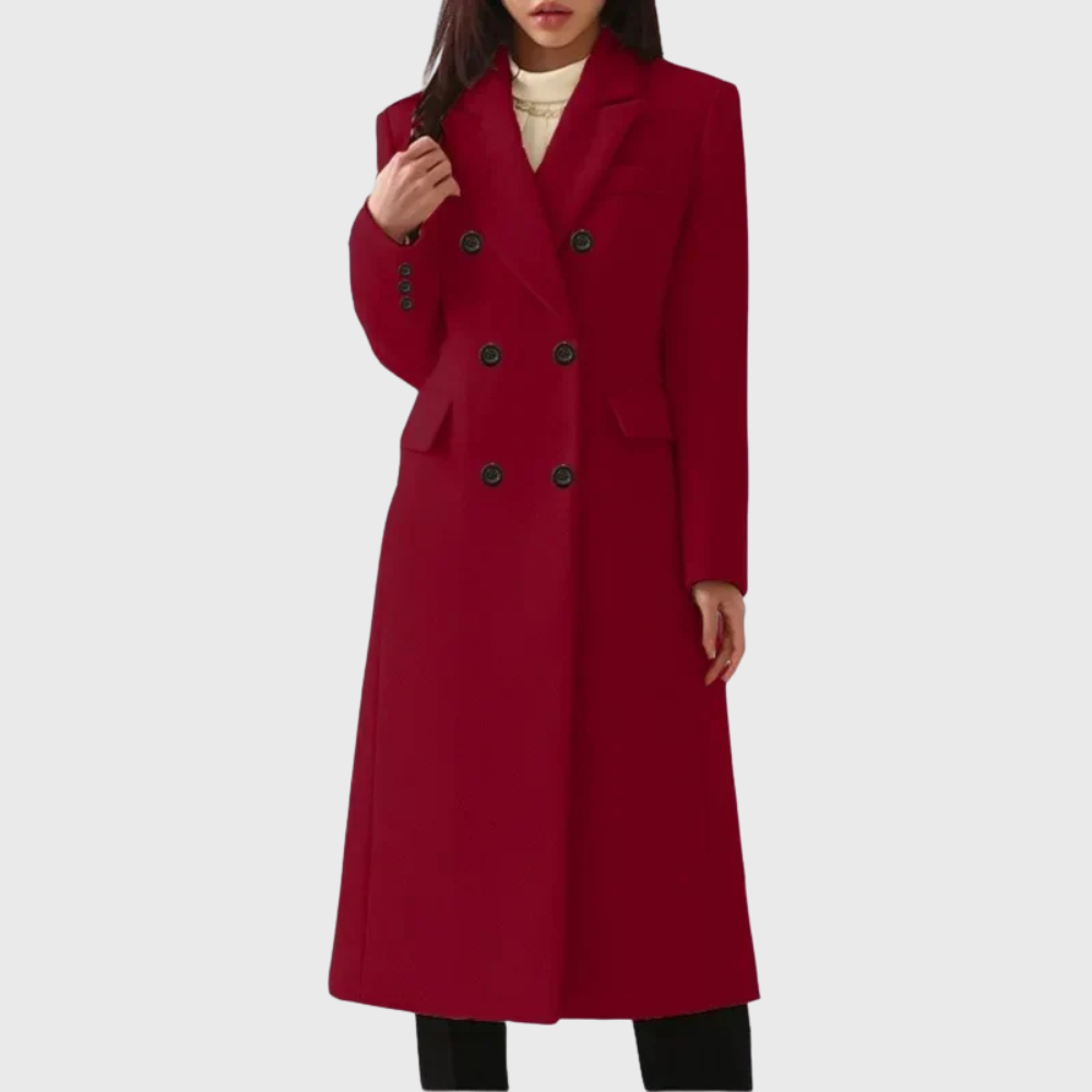 Women's Double Breasted Notch Lapel Wool Coat