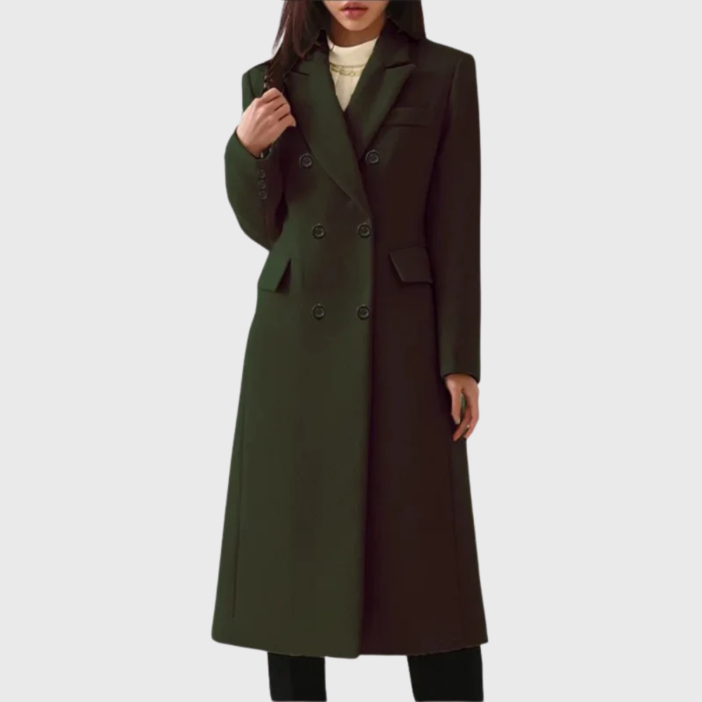 Women's Double Breasted Notch Lapel Wool Coat