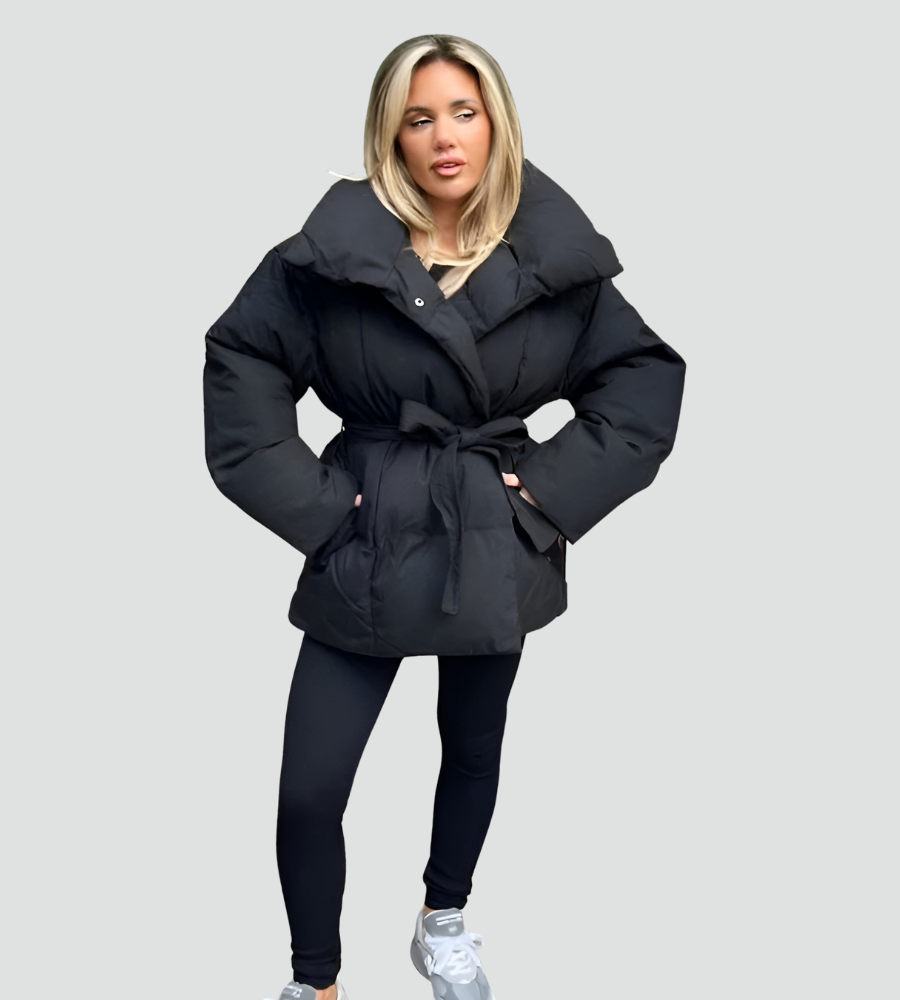 Women's Oversized Belted High Collar Puffer Jacket