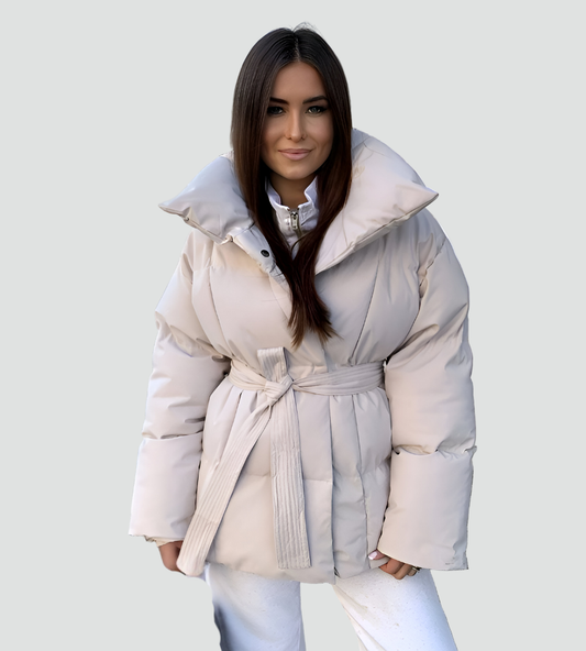 Women's Oversized Belted High Collar Puffer Jacket