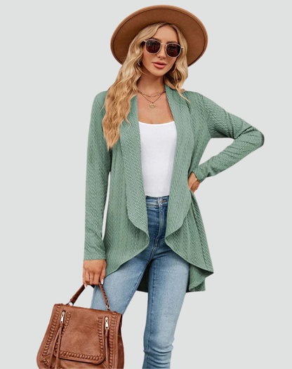 Women's Ribbed Knit Belted Cardigan