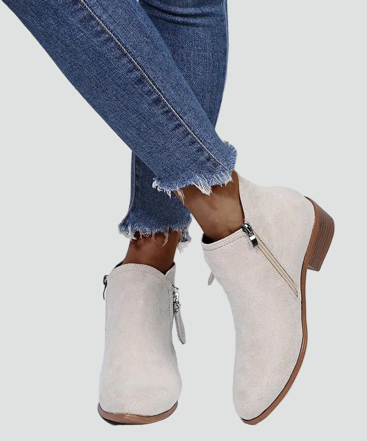 Women's Suede Side Zip Ankle Boots