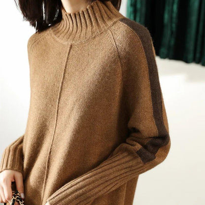 Warm Turtleneck Sweater Dress for Women with Long Sleeve Relaxed Fit Ribbed Knit Easy Style