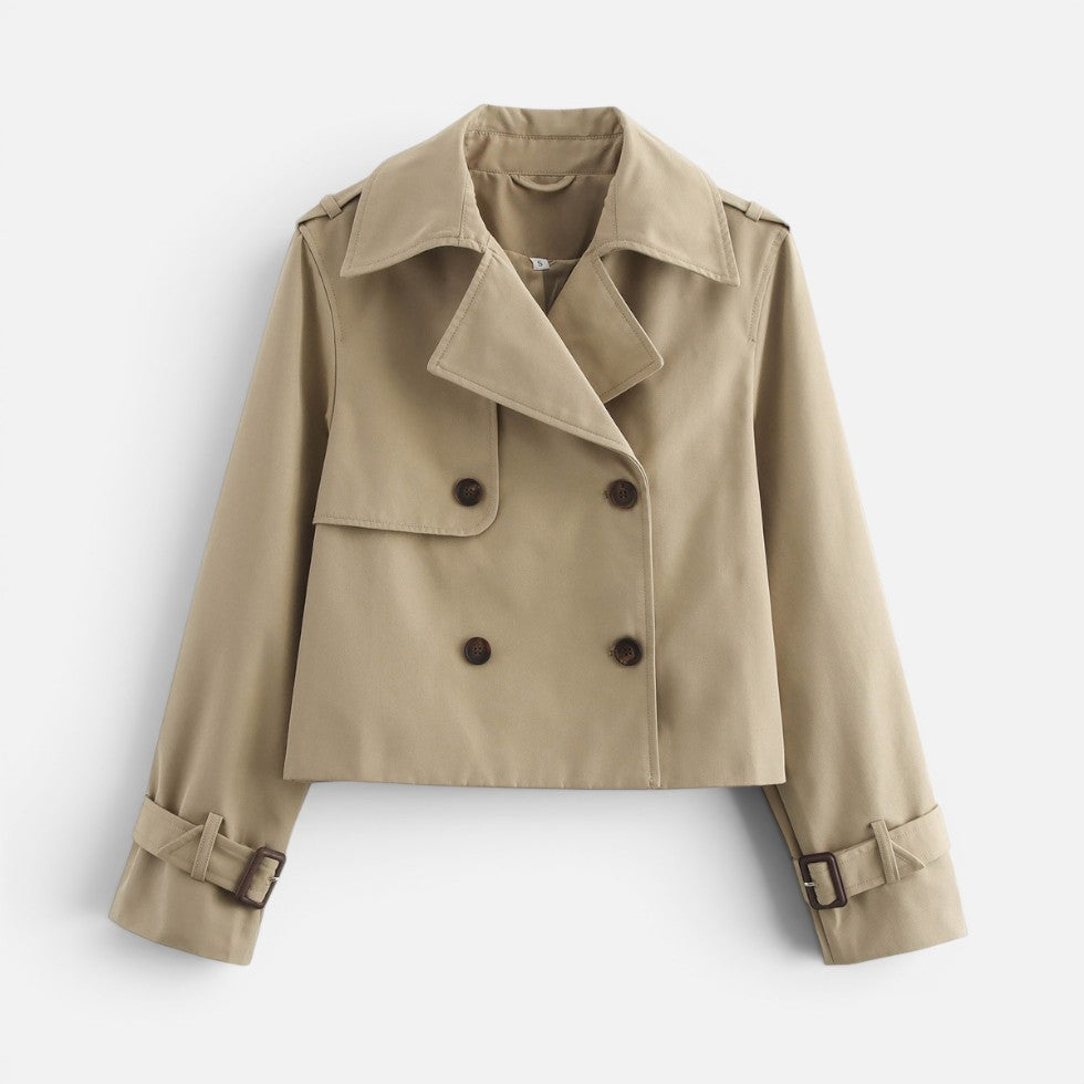 Women's Cropped Double Breasted Trench Coat