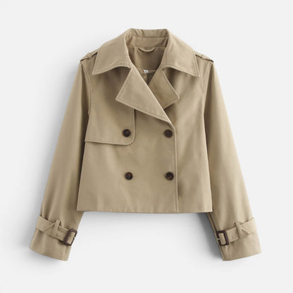 Women's Cropped Double Breasted Trench Coat