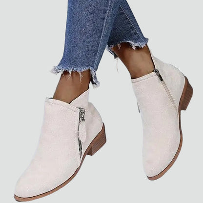 Women's Suede Side Zip Ankle Boots
