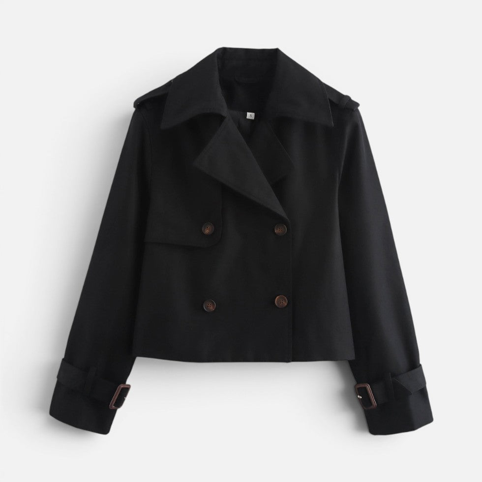 Women's Cropped Double Breasted Trench Coat
