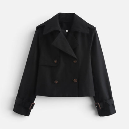 Women's Cropped Double Breasted Trench Coat