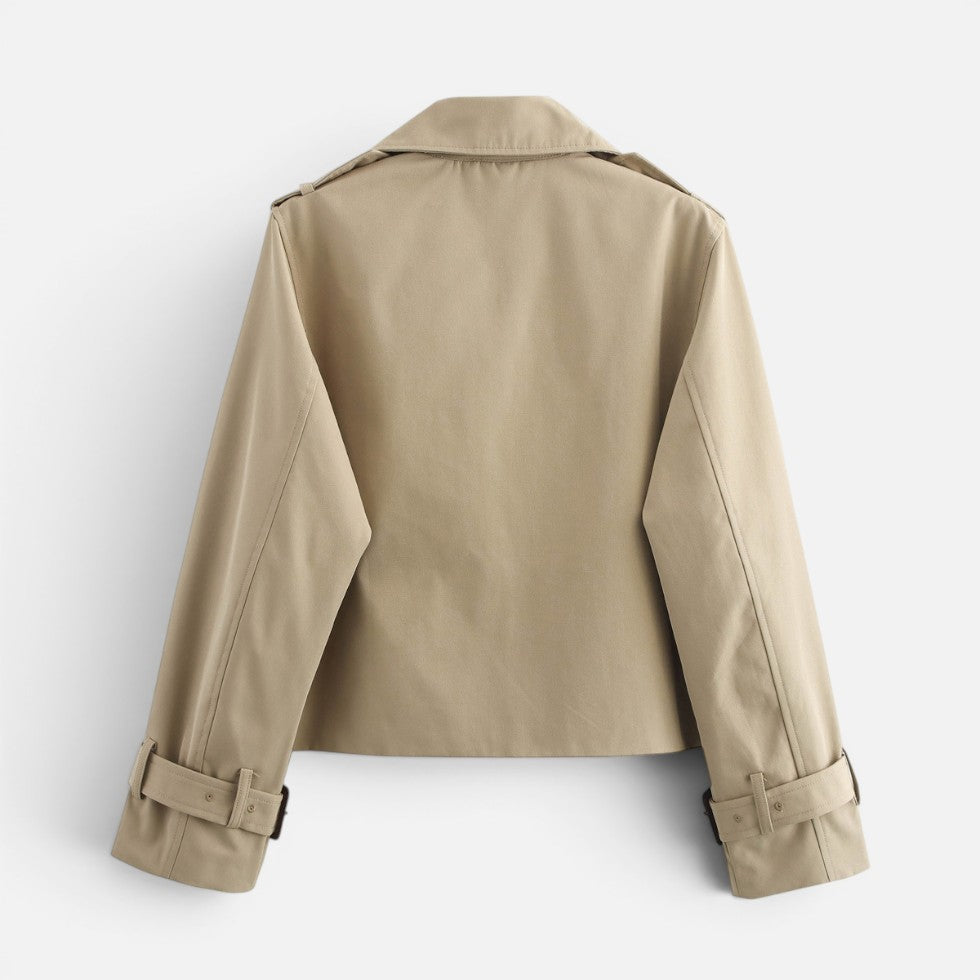 Women's Cropped Double Breasted Trench Coat