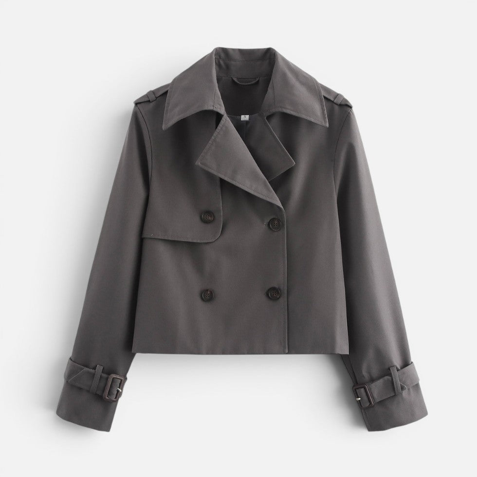 Women's Cropped Double Breasted Trench Coat