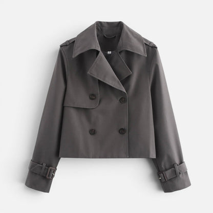 Women's Cropped Double Breasted Trench Coat