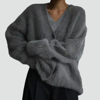 Women's Oversized Fluffy Button Front Cardigan