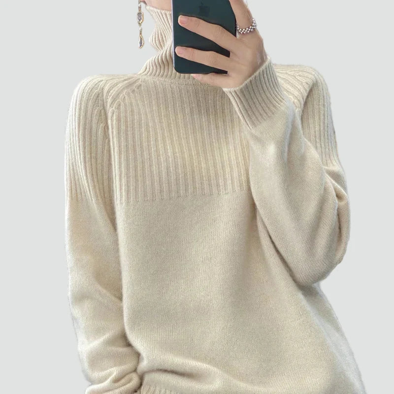 Women's Relaxed Ribbed Turtleneck Sweater