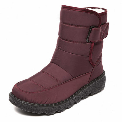 Cozy Quilted Faux Fur Rainproof Boots for Women with Velcro Strap Thermal Winter Style