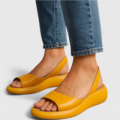 Effortless Platform Wedge Sandal for Women with Slingback Strap Open Toe Cushioned Sole Casual Style