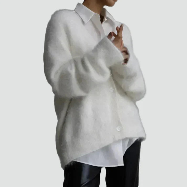 Women's Oversized Fluffy Button Front Cardigan