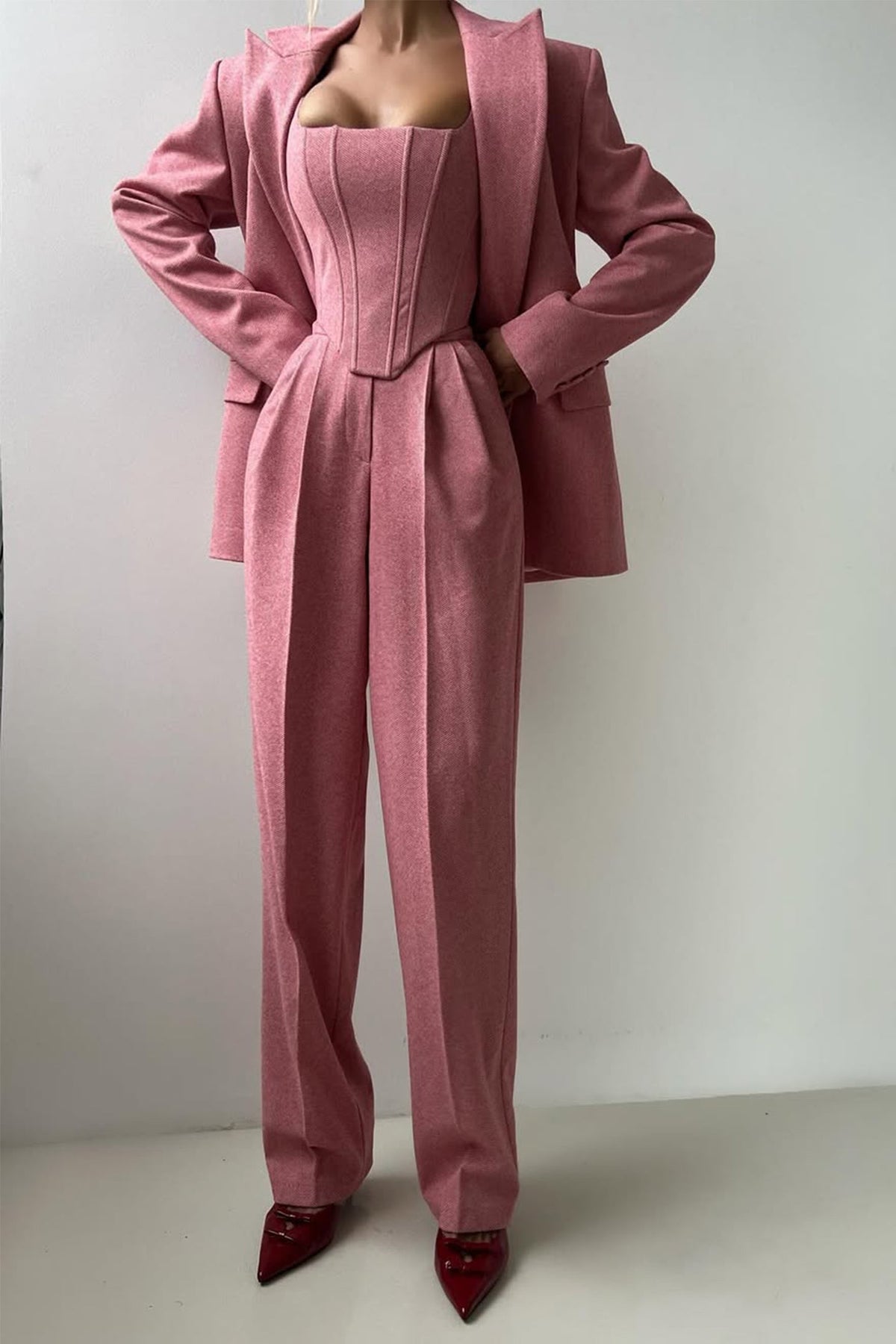 Women's Herringbone Oversized Blazer