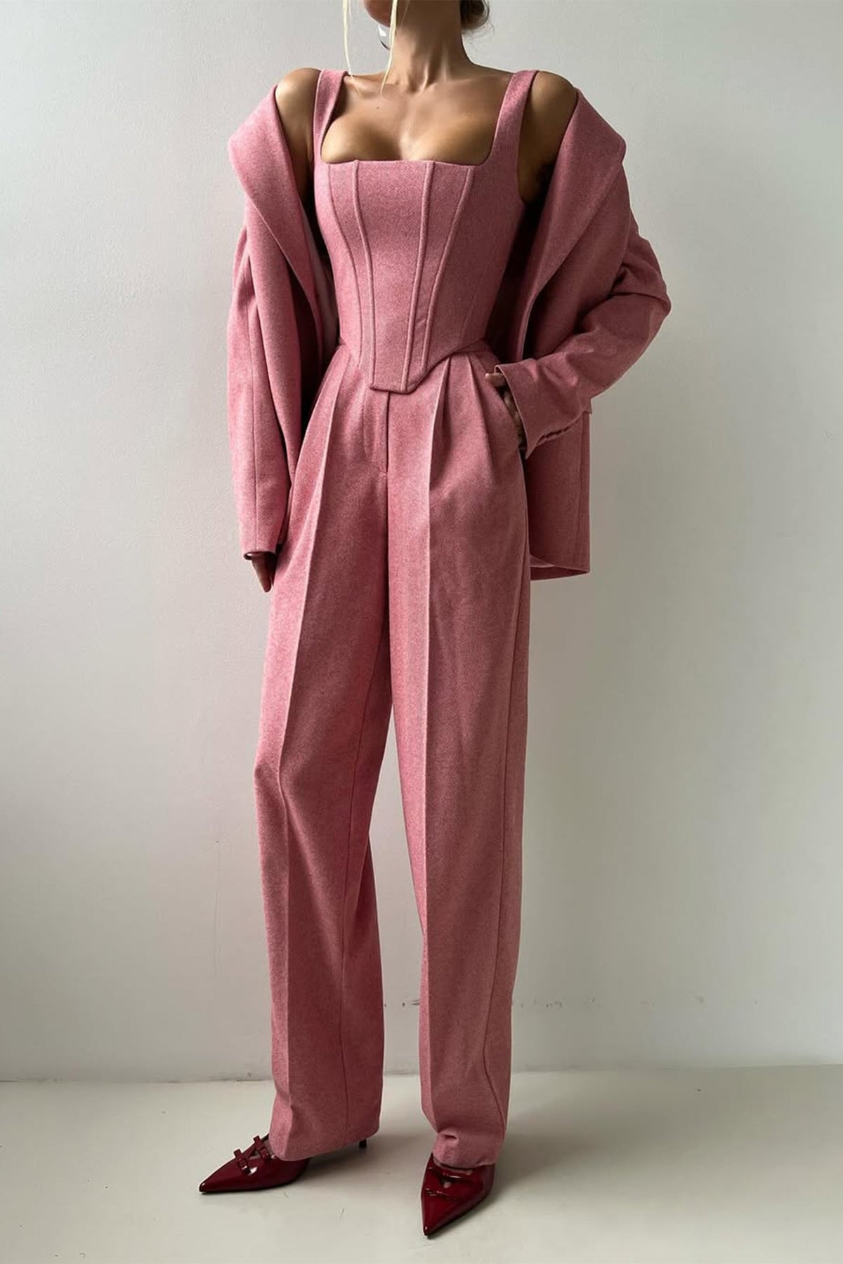 Women's Herringbone Oversized Blazer