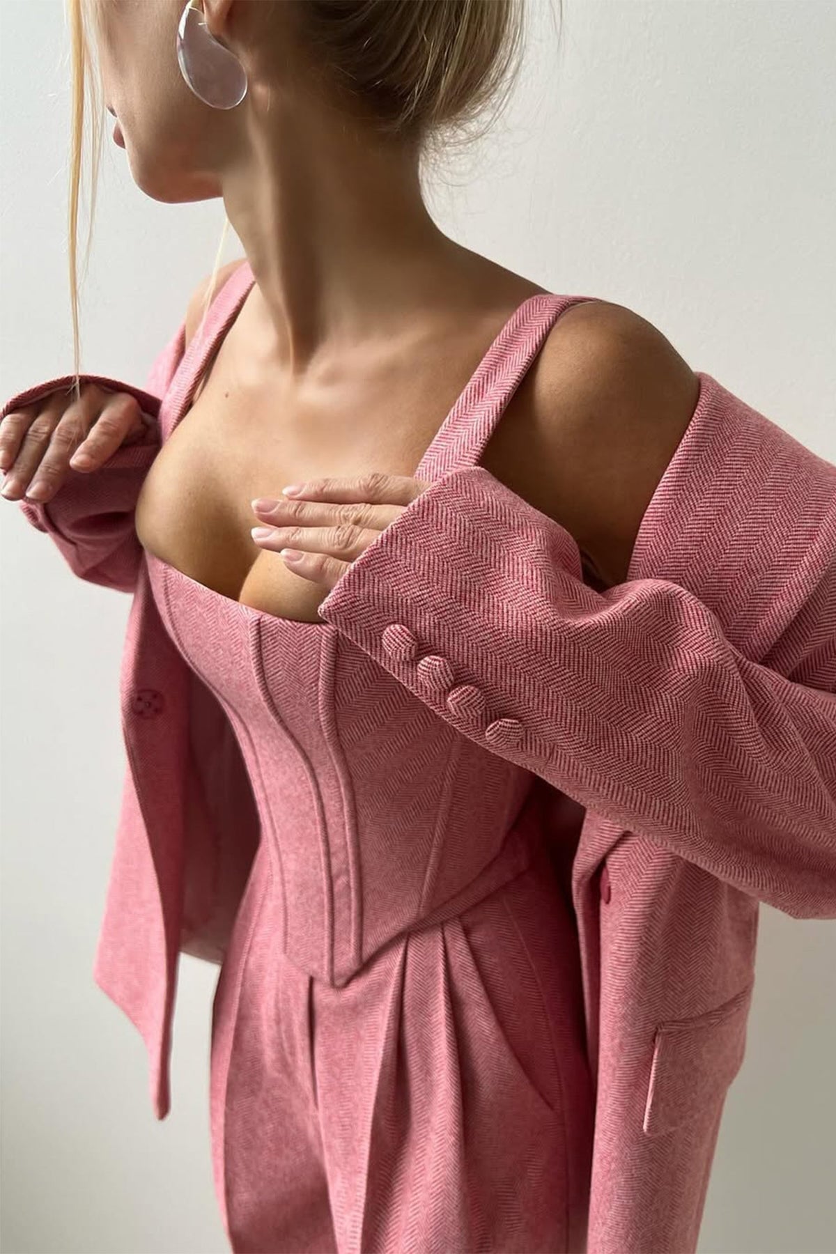 Women's Herringbone Oversized Blazer