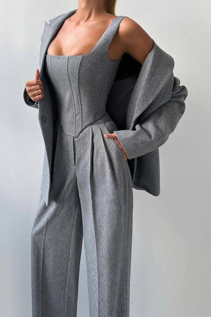 Women's Herringbone Oversized Blazer