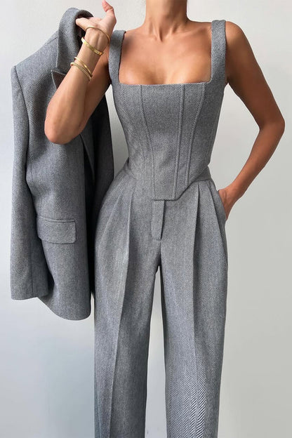Women's Herringbone Oversized Blazer