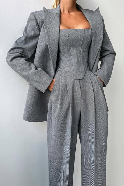 Women's Herringbone Oversized Blazer