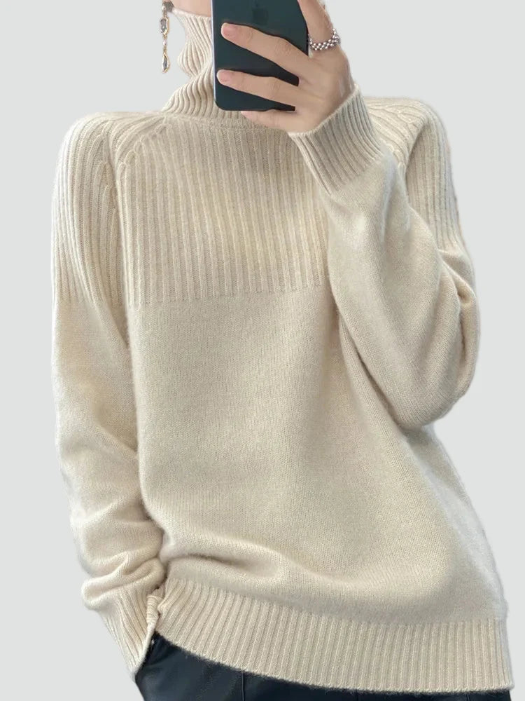 Women's Relaxed Ribbed Turtleneck Sweater