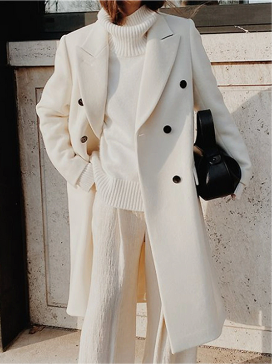Women's Double Breasted Longline Wool Coat