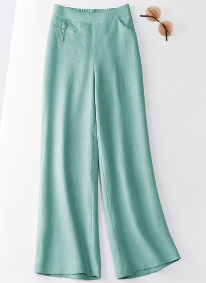 Effortless Linen Wide Leg Pants for Women with High Waist Drawstring Relaxed Flowing Casual Style