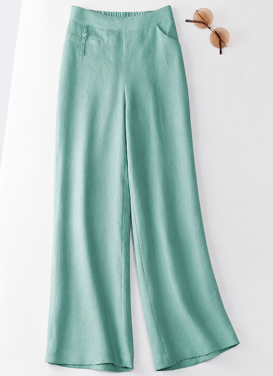 Effortless Linen Wide Leg Pants for Women with High Waist Drawstring Relaxed Flowing Casual Style
