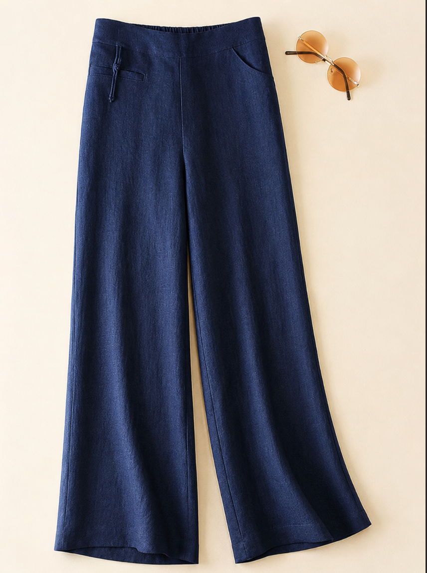 Effortless Linen Wide Leg Pants for Women with High Waist Drawstring Relaxed Flowing Casual Style