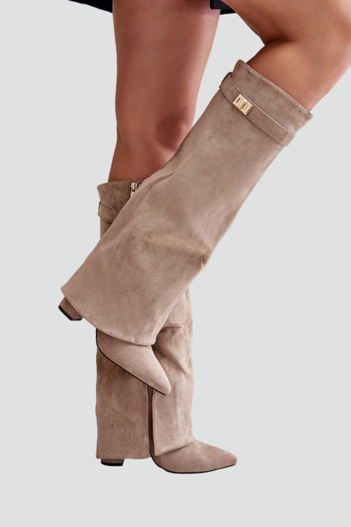 Women's Suede Fold Over Knee High Boots