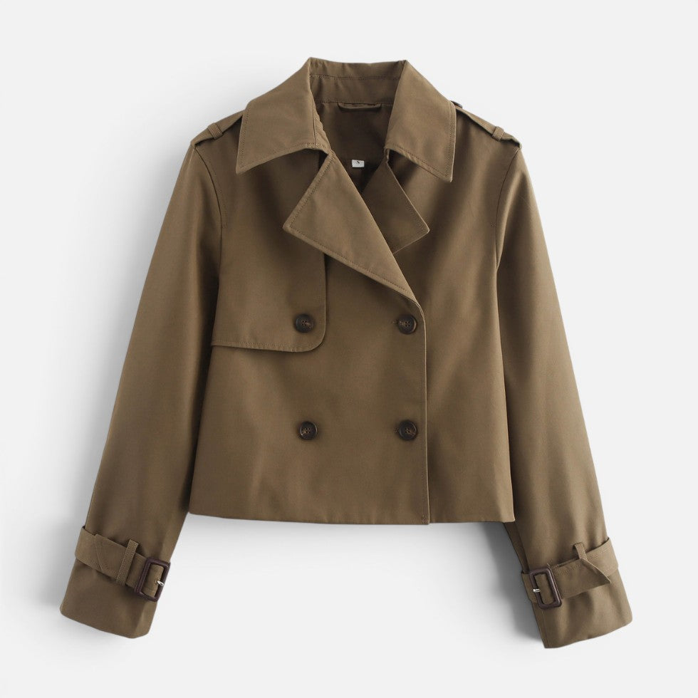 Women's Cropped Double Breasted Trench Coat