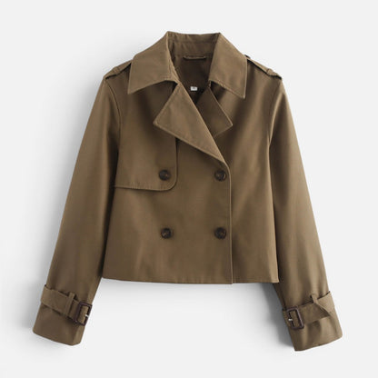 Women's Cropped Double Breasted Trench Coat